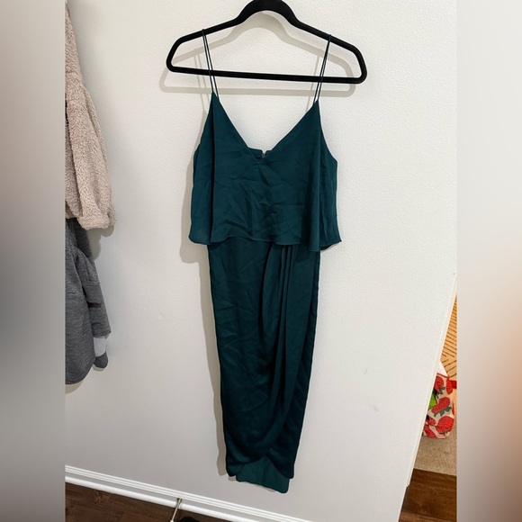 EUC Shona Joy Luxe Cocktail Frill Dress Green Tulip size 6 - Picture 2 of 4